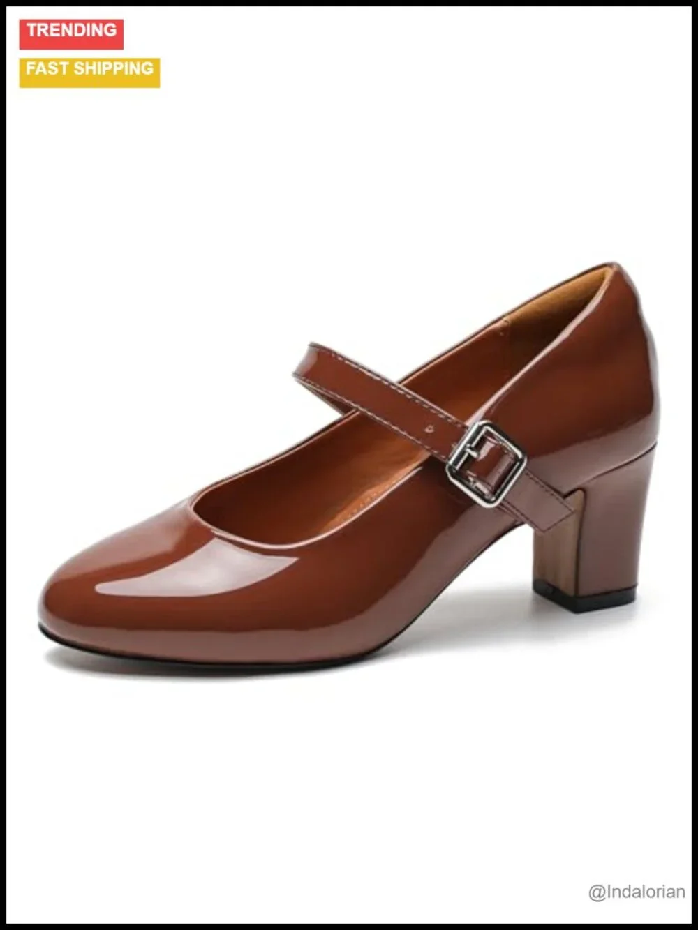 Women's Mary Jane Pumps 2.36" Chunky Block Heel Ankle Buckle Strap Closed Toe